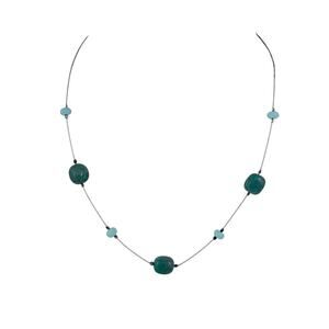 Silpada Chrysocolla Bead Wire Necklace | Vintage Sterling Silver 925 | 16" N1888